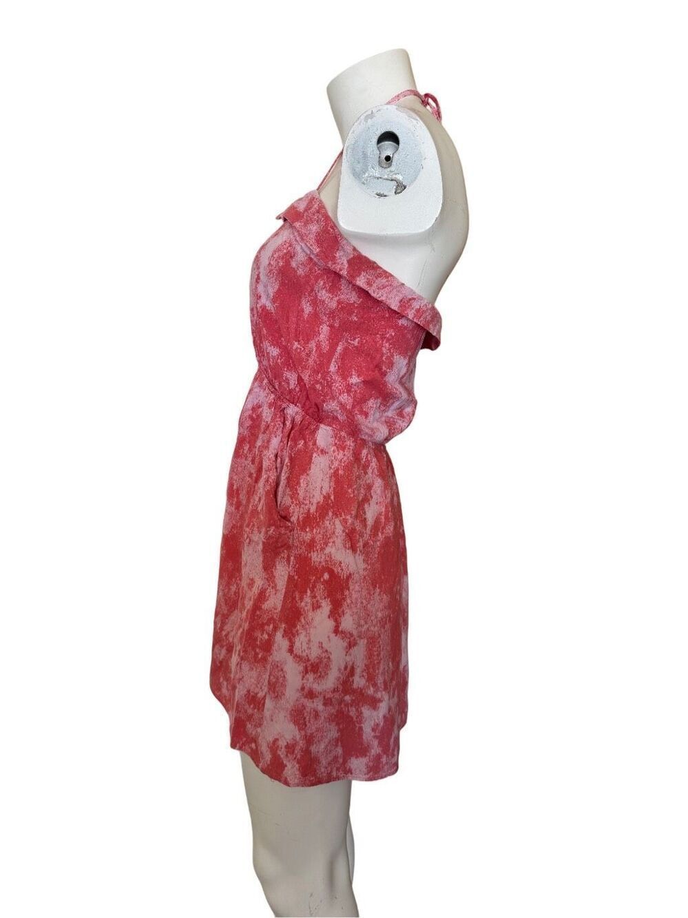 Peppermint Y2K womens M pink tye dye summer mini short dress sleeveless small ha - Picture 8 of 8